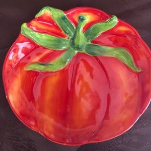 Tomato hand painted stoneware